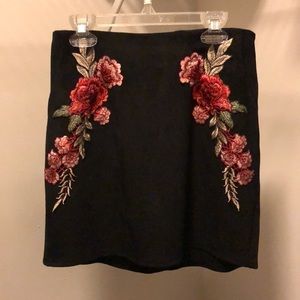 luxxel suede detailed mini skirt